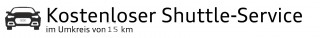 schwarzer Schriftzug mit Kostenloser Shuttle-Service
