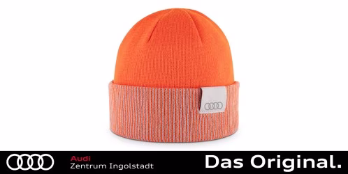 Original Audi Wende-Strickmütze, Orange / Grau 3132402110
