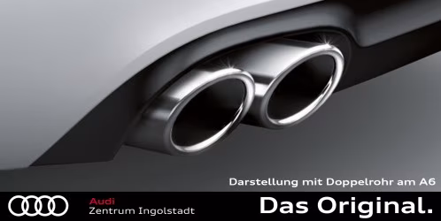 Original Audi A4 (8W) / A5 (F5) Sport-Endrohrblenden, silber verchromt, für Fahrzeuge mit Einzelendrohr links und rechts 8W0071762