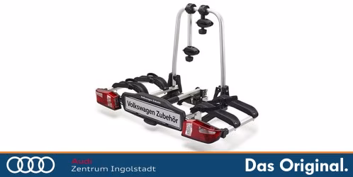 Original VW Fahrradträger / Fahrradheckträger für die Anhängevorrichtung, 2 Fahrräder, großer Abklappwinkel, auch für Audi, SEAT, CUPRA und Skoda geeignet
