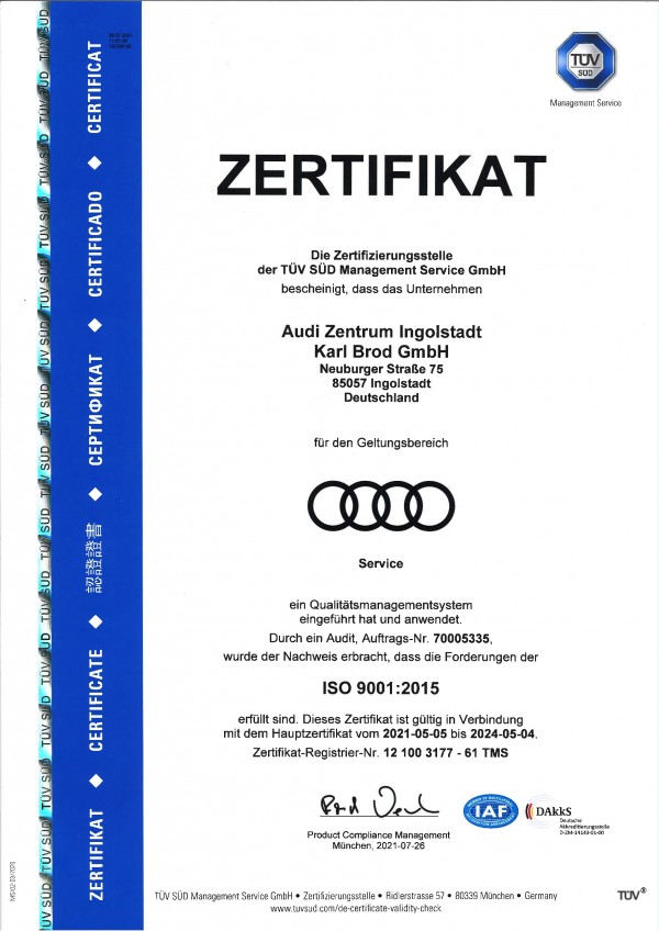 Zertifizierung durch ISO 9001:2015