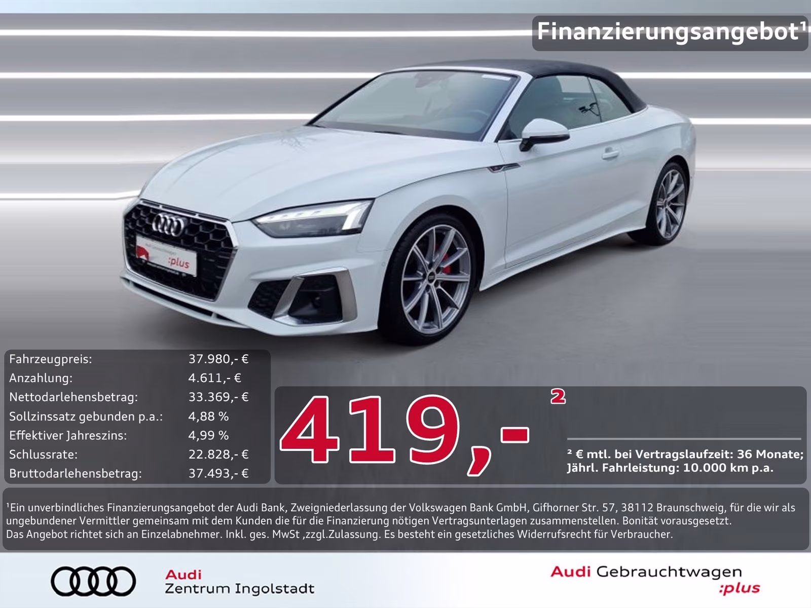 Cabriolet 40 TFSI qu S line MATRIX NAVI Kam.