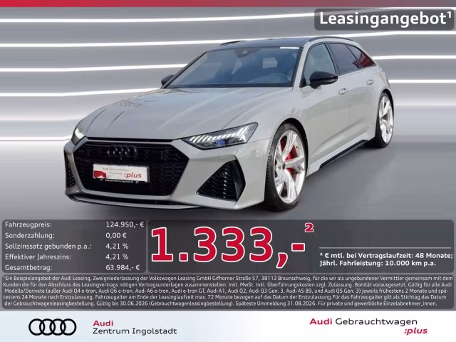 Audi RS6 Avant performance AHK PANO STHZG B&amp;amp;O LASER