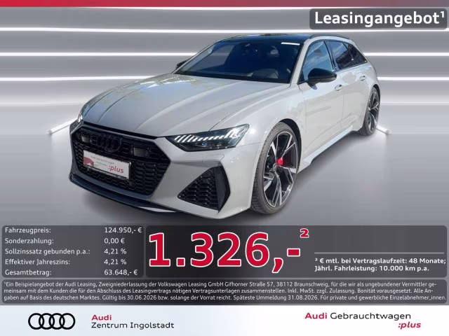 Audi RS6 Avant performance AHK PANO STHZG B&amp;amp;O LASER