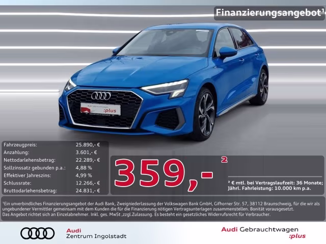 Audi A3 Sportback 30 g-tron S line LED HuD ACC SHZ