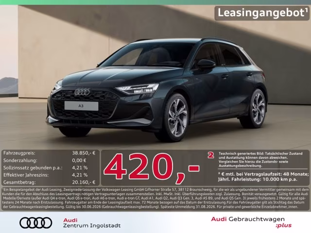 Audi A3 Sportback 40 TFSI e advanced LED AHK HuD Kam.