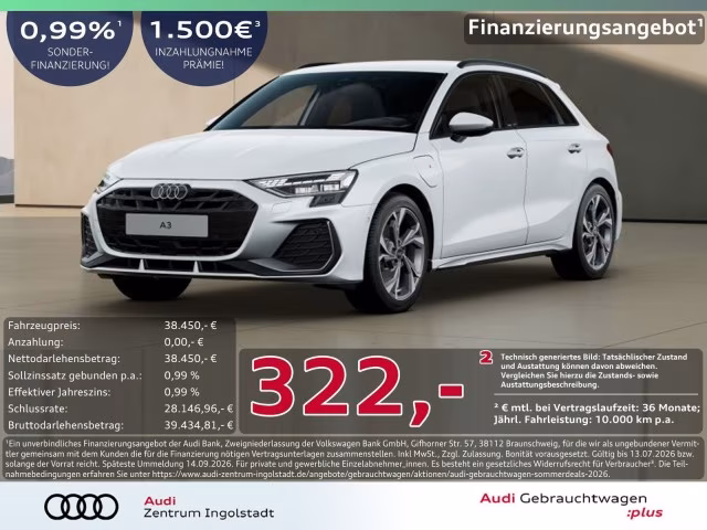 Audi A3 Sportback 40 TFSI e S line LED AHK KAMERA ACC