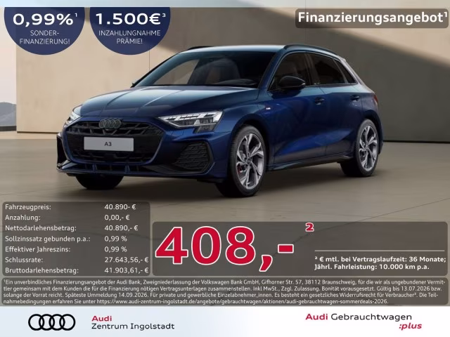Audi A3 Sportback TFSI e S line LED AHK 360° ACC PDC+