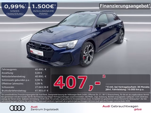Audi A3 Sportback TFSI e S line LED AHK 360° ACC PDC+
