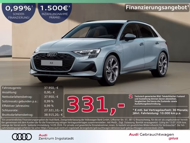 Audi A3 Sportback TFSI e S line LED AHK 360° ACC 18&amp;quot;