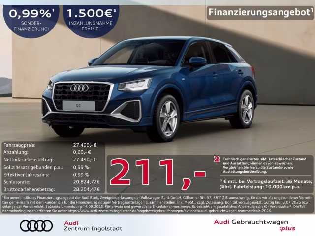 Audi Q2 30 TFSI S line AHK Kam LED Virt PDC SHZ 17&amp;quot;