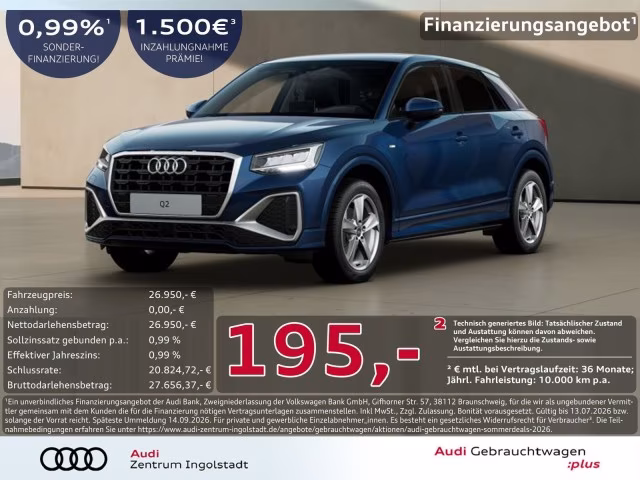 Audi Q2 30 TFSI S line AHK Kam LED Virt PDC SHZ 17&amp;quot;