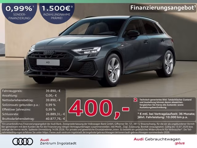 Audi A3 Sportback 45 TFSI e S line LED AHK ACC SONOS