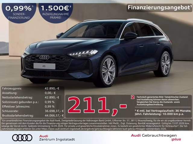 Audi A5 Avant TDI Tech LED AHK PANO Memory Kamera 19&amp;quot;