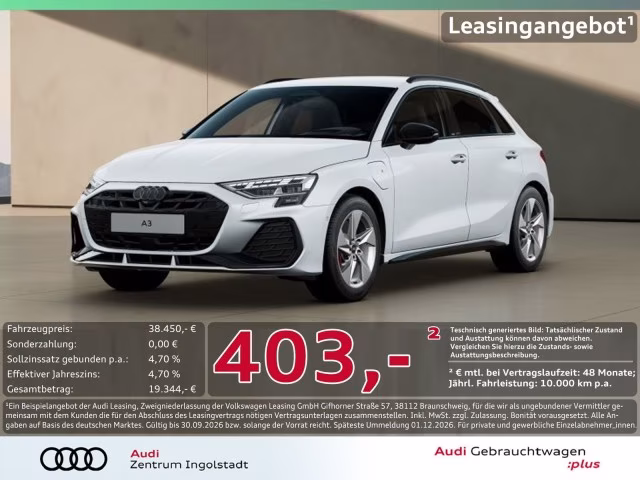 Audi A3 Sportback TFSI e S line MATRIX AHK 360° SONOS