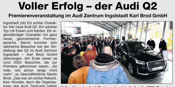 Voller Erfolg - der Audi Q2