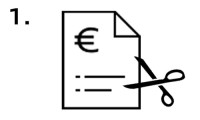 Brief Icon mit Schere auf weißen Hintergrund