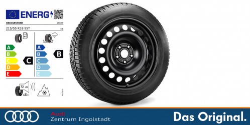 Original VW ID.3 Winterkomplettradsatz, Stahl, Rallyeschwarz, 18 Zoll 215/55 R18 95T, Bridgestone Blizzak LM-001 B-Seal ⊕ Original VW ID.3 Winterkomplettradsatz, Stahl, Rallyeschwarz, 18 Zoll 215/55 R18 95T, Bridgestone Blizzak LM-001 B-Seal ⊕