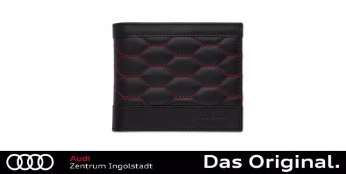 Original Audi Sport Geldbörse Leder, Herren, schwarz-rot 3152201200 Original Audi Sport Geldbörse Leder, Herren, schwarz-rot 3152201200