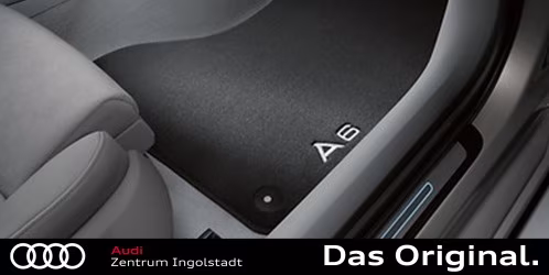 Original Audi A6 (C7) Textilfußmattensatz Premium für Vorne schwarz/silbergrau 4G1061275  MNO