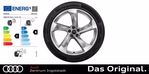 Original Audi Q8 / SQ8 (4M) 21 Zoll Sommerkomplettradsatz im 5-Arm-Turbinen-Design mit Audi Sport-Schriftzug, Platinoptik, glanzgedreht 10 J x 21, 285/45 R 21 113Y XL Hankook Ventus S1 evo³ SUV (K127A) AO Original Audi Q8 / SQ8 (4M) 21 Zoll Sommerkomplettradsatz im 5-Arm-Turbinen-Design mit Audi Sport-Schriftzug, Platinoptik, glanzgedreht 10 J x 21, 285/45 R 21 113Y XL Hankook Ventus S1 evo³ SUV (K127A) AO