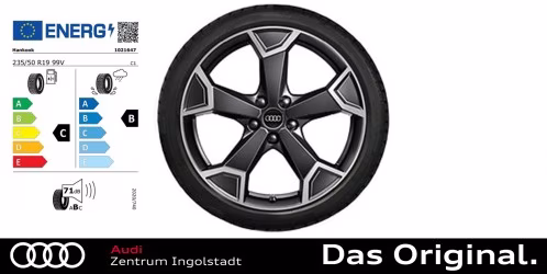 Original Audi Q3 / Q3 Sportback (F3) 19 Zoll Sommerkomplettradsatz im 5-Arm-Secare-Design mattschwarz mit Kontrastfarbe Quarzgrau 7 J x 19, 235/50 R 19 99V Hankook Ventus S1 evo² SUV (K117A) AO Original Audi Q3 / Q3 Sportback (F3) 19 Zoll Sommerkomplettradsatz im 5-Arm-Secare-Design mattschwarz mit Kontrastfarbe Quarzgrau 7 J x 19, 235/50 R 19 99V Hankook Ventus S1 evo² SUV (K117A) AO