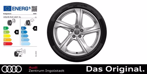 Original Audi A6 Avant / Limousine (4K) 19 Zoll Sommerkomplettradsatz im 5-Arm-Design, Galvanosilber Metallic 8,5 J x 19, 245/45 R 19 102Y XL Bridgestone Turanza T005 AO Original Audi A6 Avant / Limousine (4K) 19 Zoll Sommerkomplettradsatz im 5-Arm-Design, Galvanosilber Metallic 8,5 J x 19, 245/45 R 19 102Y XL Bridgestone Turanza T005 AO