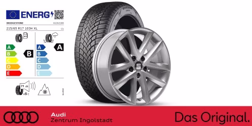 Original SEAT Tarraco 17 Zoll Winterkomplettradsatz Dynamic silber Bridgestone Blizzak LM005 / 215/65 R17 103 H XL / 7,0J x 17 ET40