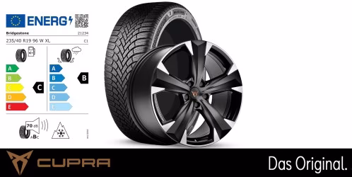 Original SEAT CUPRA Ateca 17 Zoll Winterkomplettradsatz Dynamic silber Bridgestone Blizzak 6 / 235/40 R19 96 W XL / 8,0J x 19 ET45